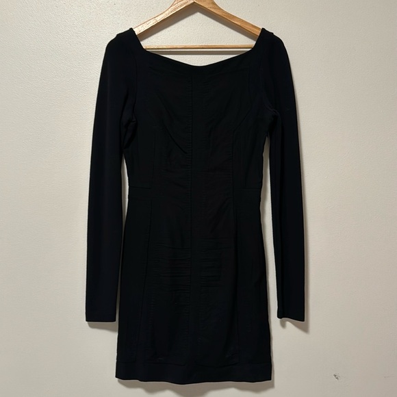Diane Von Furstenberg Dresses & Skirts - Diane Von Furstenberg Black Dress Wool Blend Bodycon Dark Feminine Witchy Goth 8